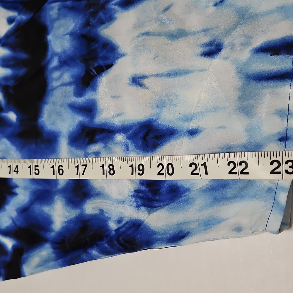 Michael Kors Blue and White Tie Front Tye Dye Oversized Short Sleeve Tee Size XS - Picture 5 of 10
